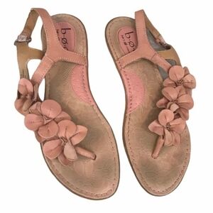 B.O.C. Women's BOC Born Concept Dusty Pink Thong Leather‎ Flower Sandals Size 8